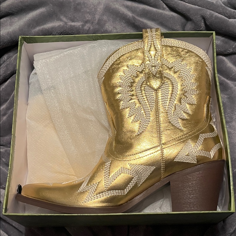 Gold and Cream Ankle Booties